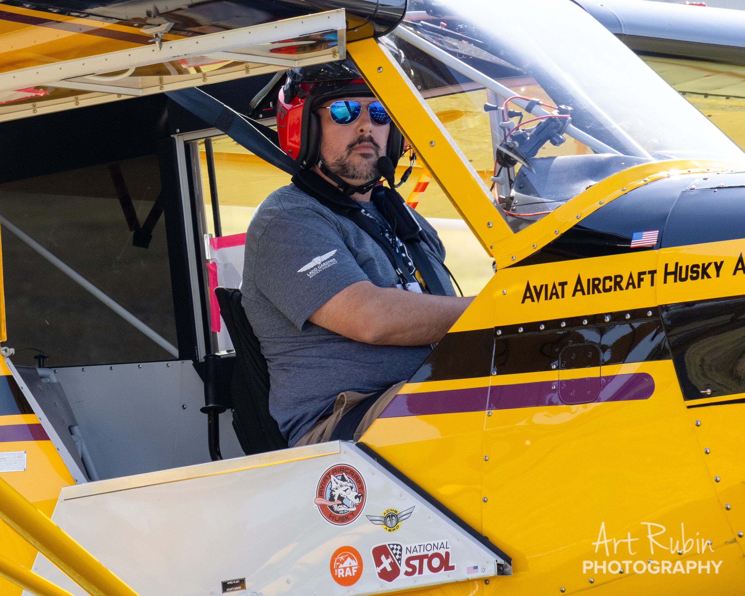 Event director Chad Hall, BOLD Aviation, in his Aviat Husky