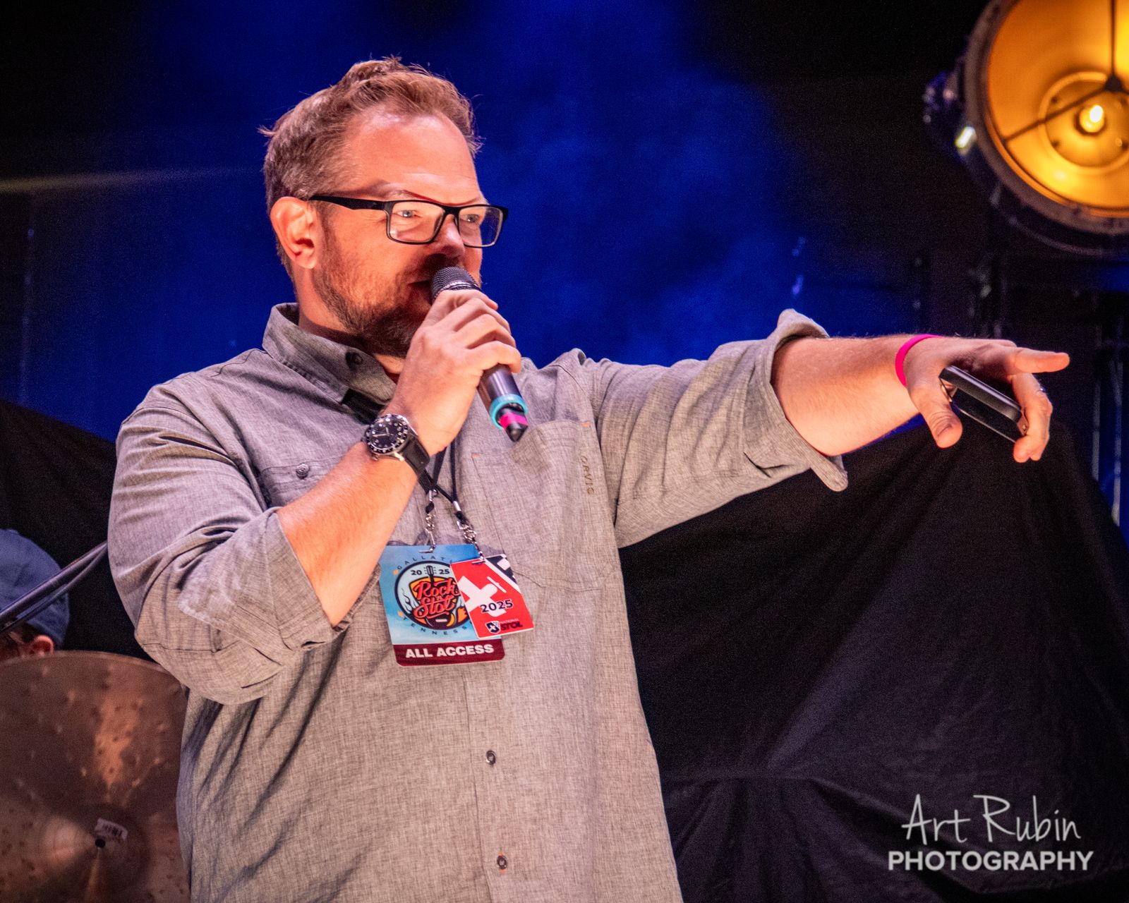 All-access emcee working the evening crowd