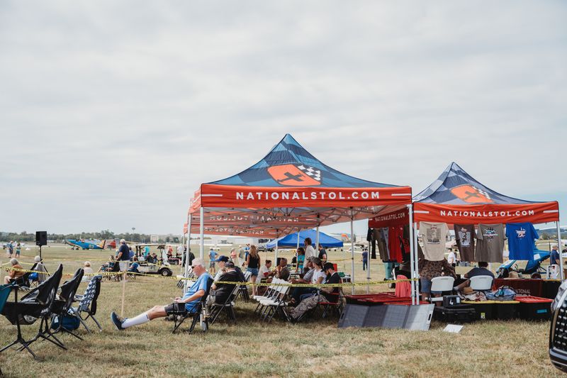 The National STOL tents and the Friday crowd