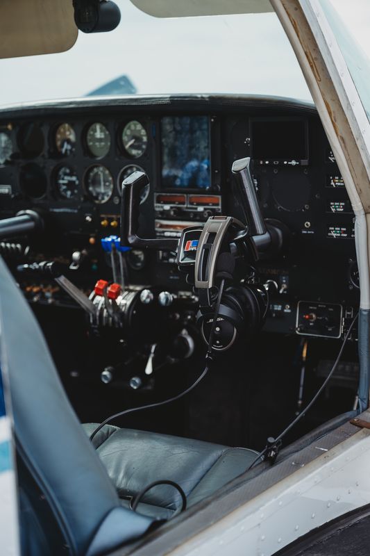 Inside the cockpit of a display aircraft