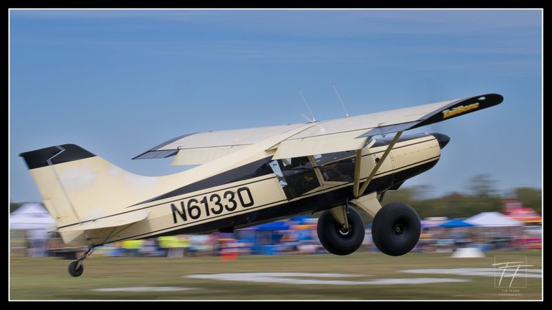 Race 45 · Rick Holman · Maule MX-7 N61330 lifting off in front of the vendor tents